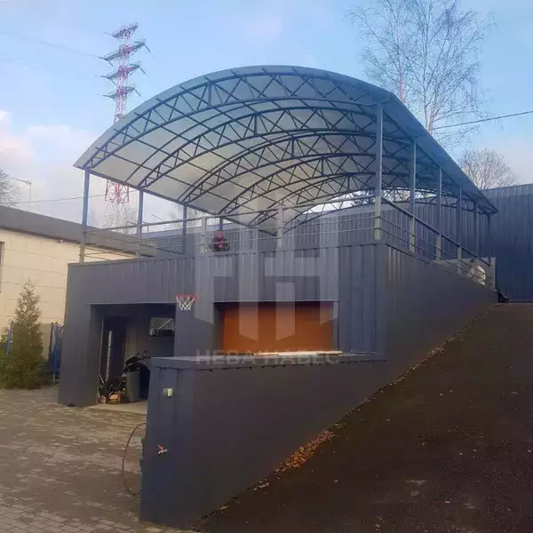 Арочный навес из поликарбоната монолитного