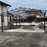 металлический каркас под навес с мягкой кровлей, с хозблоком